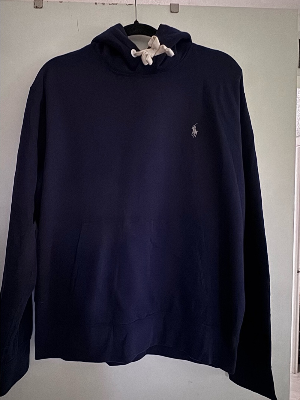 Ralph Lauren Performance Navy Pullover Hoodie with White Drawstrings. Athletic L - Picture 2 of 10